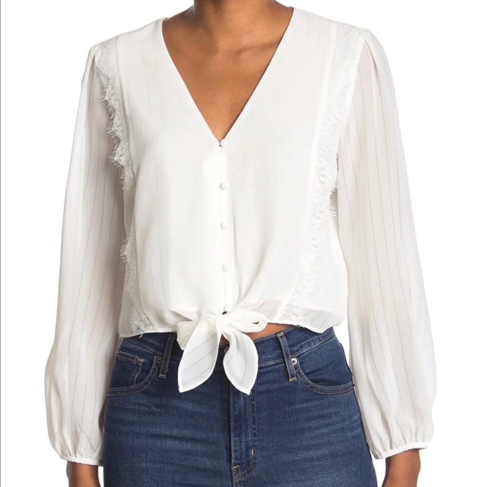 Wayf Front Tie Button Front Blouse - image 1